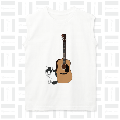 Acoustic Guitar & Bicolor Cat