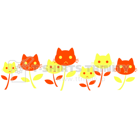 昭和レトロ柄 猫のお花