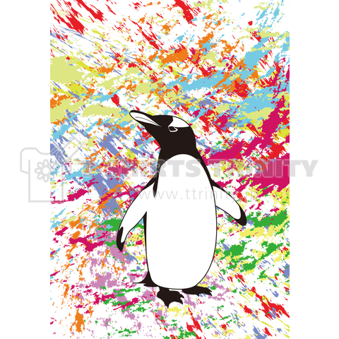 ジェンツーペンギン 背景カラフルversion デザインtシャツ通販 Tシャツトリニティ