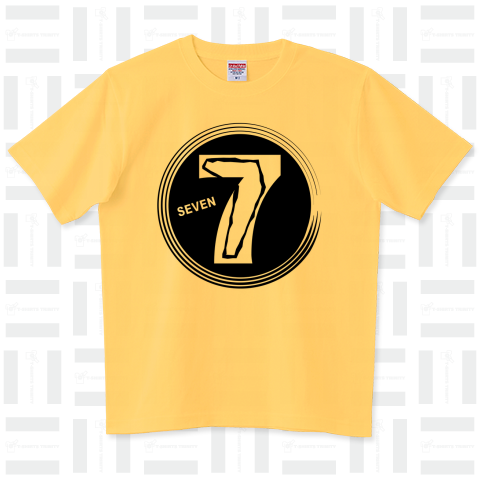 数字「7」黒 ハイグレードTシャツ(6.2オンス)