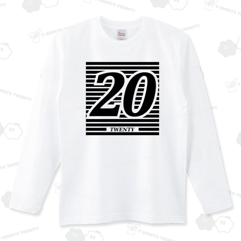 数字「20」黒・縞(ロングTシャツ)|デザインTシャツ通販【T 数字「20」黒・縞(ロングTシャツ)|デザインTシャツ通販【T