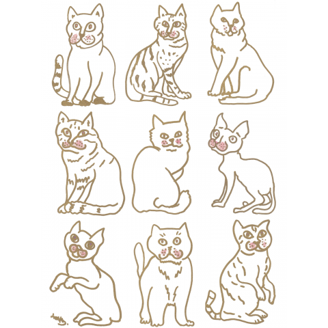 SUNDAY CAT 9cats by Asako Iwamizu