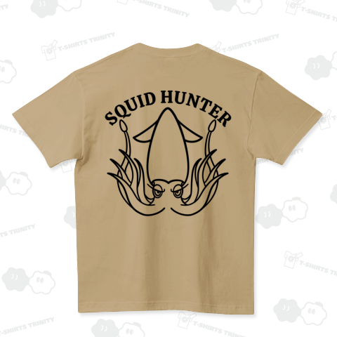 SQUID HUNTER(イカ釣り師)  背面プリント ハイクオリティーTシャツ(5.6オンス)