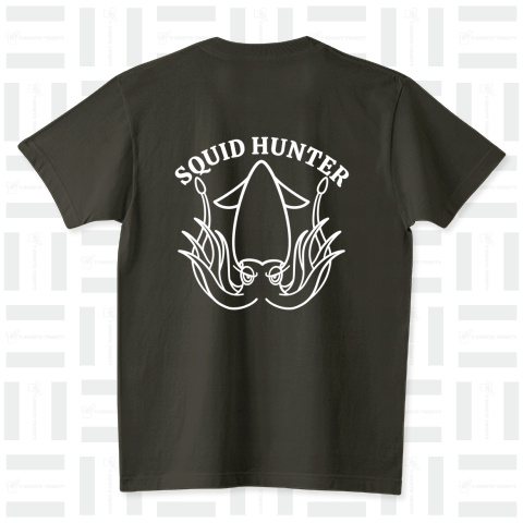 SQUID HUNTER(イカ釣り師)  ホワイトレター 背面プリント スタンダードTシャツ(5.6オンス)