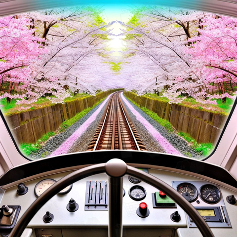 春の桜と電車