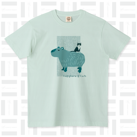 カピバラと猫 オーガニックコットンTシャツ(5.3オンス)