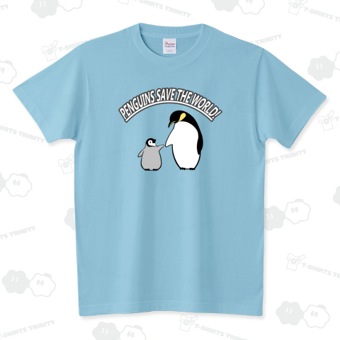 かわいいペンギンの親子フロントプリント スタンダードTシャツ(5.6オンス)