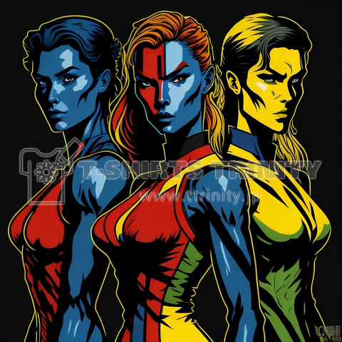 CMY three primary colors hero woman