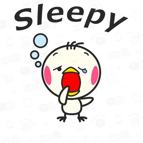 コトリ(小鳥)/眠たい/「Sleepy」文字入りデザイン