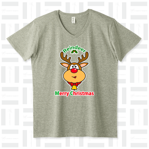 真っ赤なお鼻のトナカイさんとMerry Christmas&Reindeerの文字入りデザイン