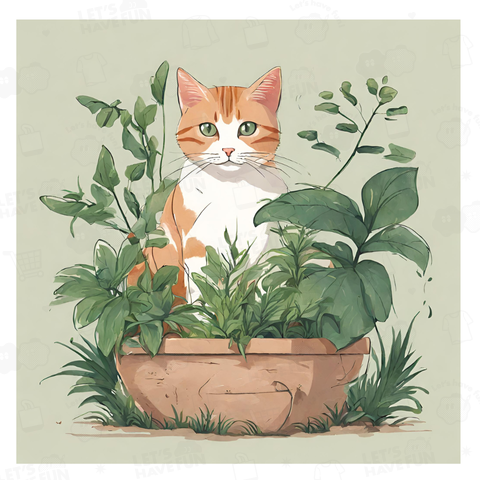 ネコと植木鉢
