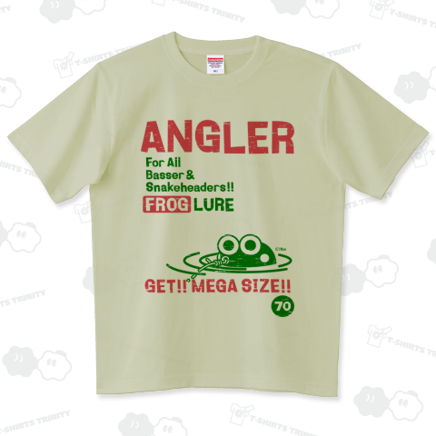 ANGLER FROG フロッグルアーTシャツ1-ビンテージ風 ハイグレードTシャツ(6.2オンス)