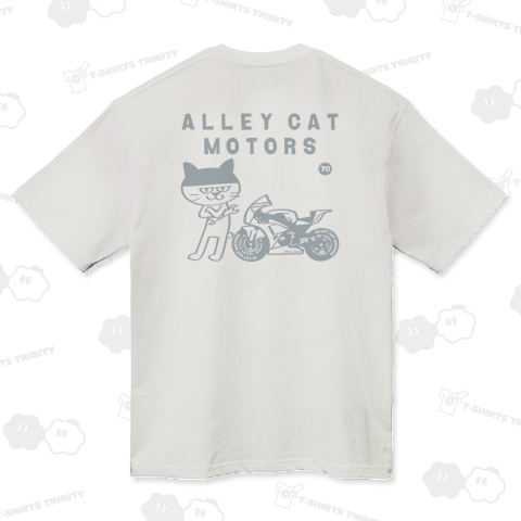 ドラ猫モータース〜耐久レース〜(両面デザイン) ハイグレードビッグシルエットTシャツ(9.1オンス)