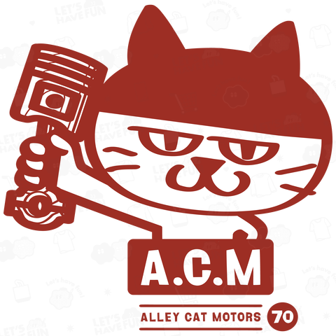 A.C.M ALLEY CAT MOTORS (胸ワンポイント)〜ドラ猫モータース ショベルとピストン〜