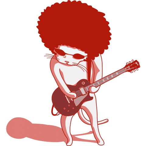 ファンキーなギター猫(赤)