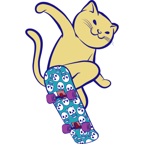スケートボード猫 デザインtシャツ通販 Tシャツトリニティ