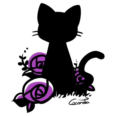 猫と薔薇(紫)