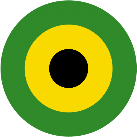 ●国籍マーク ジャマイカ--jamaica--    {・ROUNDEL,FLAG,フラッグ,ターゲットマーク,国旗,軍隊,記号,線,模様,中南米,ラテンアメリカ,ロゴ・}