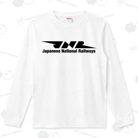 JNR-Japanese National Railays- アルファベットロゴあり黒ロゴ{電車 乗り物 JR flag 可愛い Tシャツ 地図 模様  日本 文字 柄 記号 線 マーク