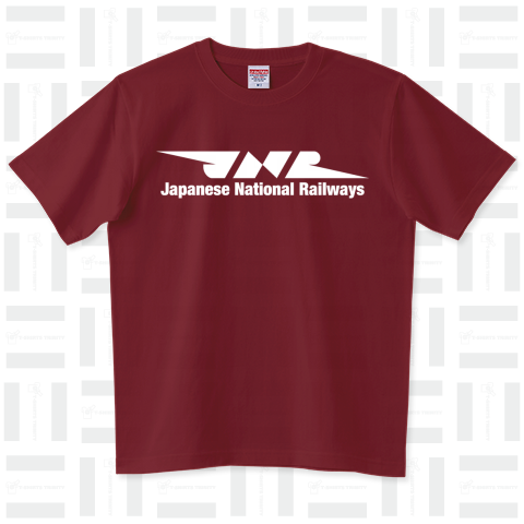 JNR-Japanese National Railays- アルファベットロゴあり(白ロゴ){電車 乗り物 JR flag 可愛い カワイイ Tシャツ 地図 模様  文字 柄 記号 線 マーク