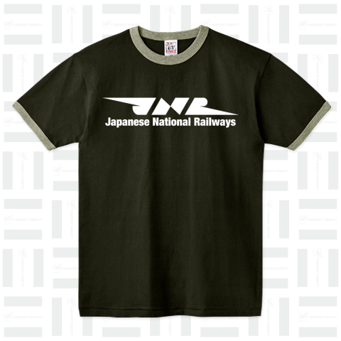 JNR-Japanese National Railays- アルファベットロゴあり(白ロゴ){電車 乗り物 JR flag 可愛い カワイイ Tシャツ 地図 模様  文字 柄 記号 線 マーク