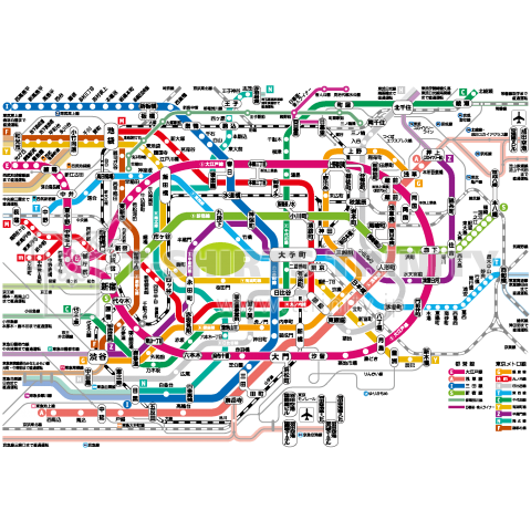 東京メトロ路線図 Route Map Tokyo Metropolitan Area 乗り物 Flag Tシャツ 模様 デザイン 日本 文字 柄 記号 線 ライン マーク デザインtシャツ通販 Tシャツトリニティ