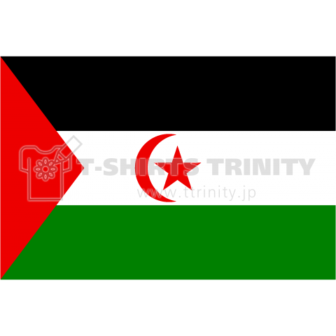 西サハラ Western Sahara 国旗 Flag フラッグ シンプル ボーダー カラフル 図形 ドット 地図 野球 記号 線 模様 星柄 時事 政治 デザインtシャツ通販 Tシャツトリニティ