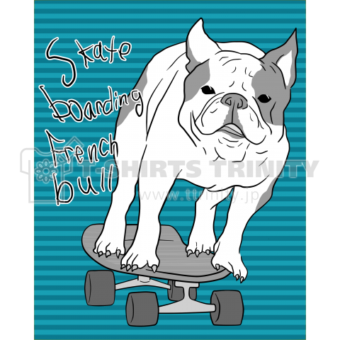 skateboarding french bulldog 青