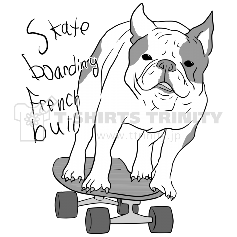 skateboarding french bulldog しろくろ