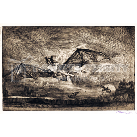 コウモリのような生き物がいる夜の風景 マルセル・ルー 1900年頃～1922年頃