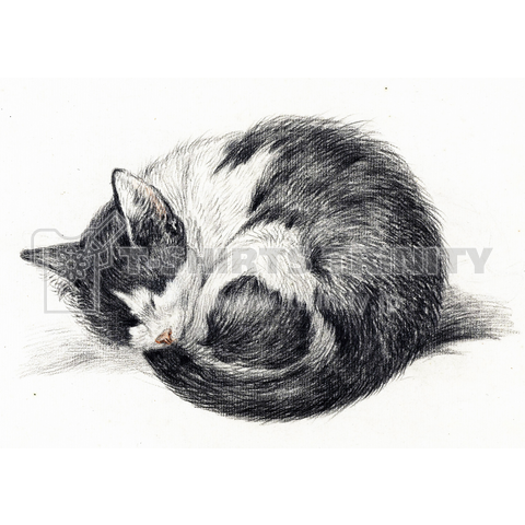 丸まって眠る猫、ジャン・ベルナール、1825年