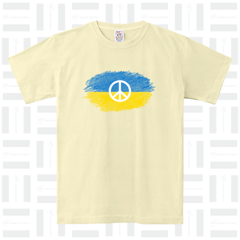 ウクライナ国旗&ピースマーク クレヨン画風