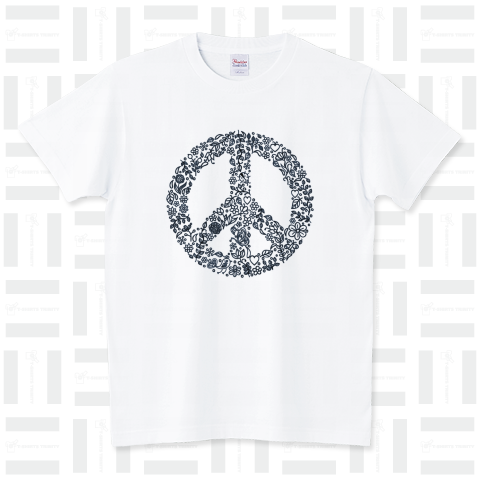 花柄ピースマーク 黒 Floral pattern Peace symbol