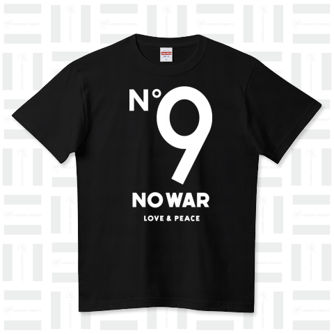 No9 NO WAR LOVE&PEACE ハイクオリティーTシャツ(5.6オンス)