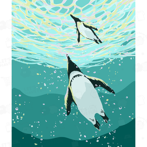 海を飛ぶペンギン