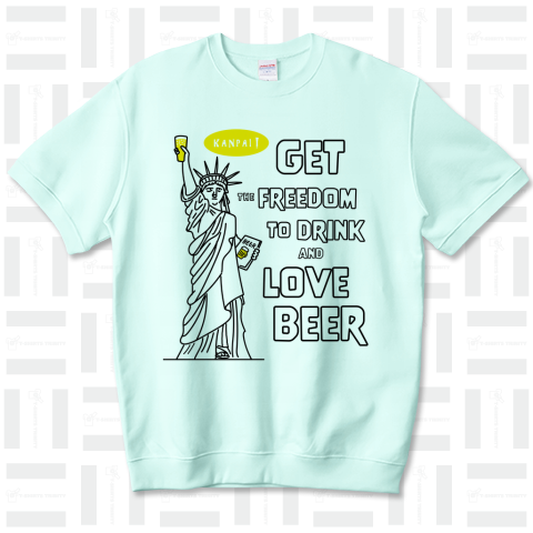 彫刻 × BEER(自由の女神・ビールを飲み愛する自由をその手に)黒線画-袋文字