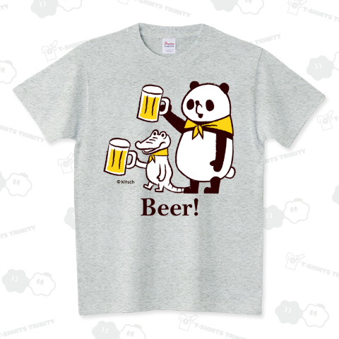 ビール!ビール! パンダのおはなし スタンダードTシャツ(5.6オンス)