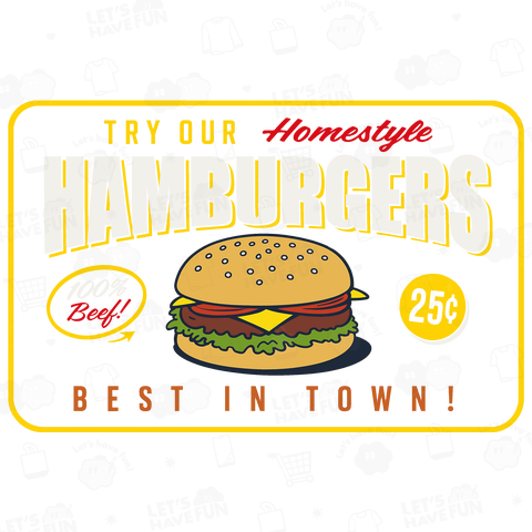 サインシリーズ/ハンバーガーtype-B[枠黄色/前面プリント]
