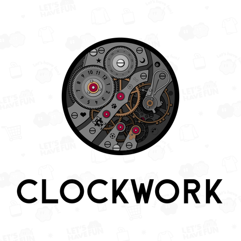 時計仕掛けのイラストとCLOCKWORKロゴ