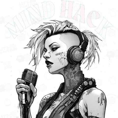 サイバーパンク 歌う少女 両面プリント MIND HACK ロゴ入り