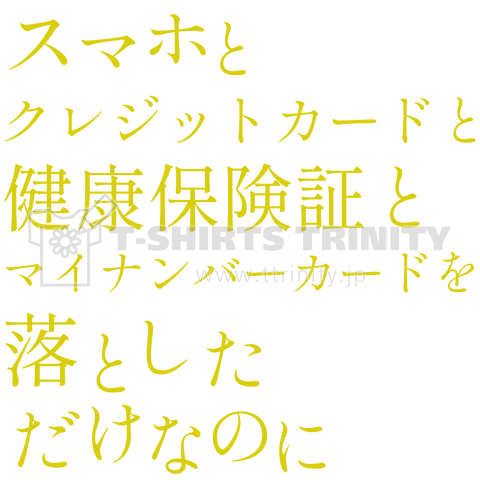 スマホとクレジットカードと健康保険証とマイナンバーカードを落としただけなのに(ブラック・濃色用)