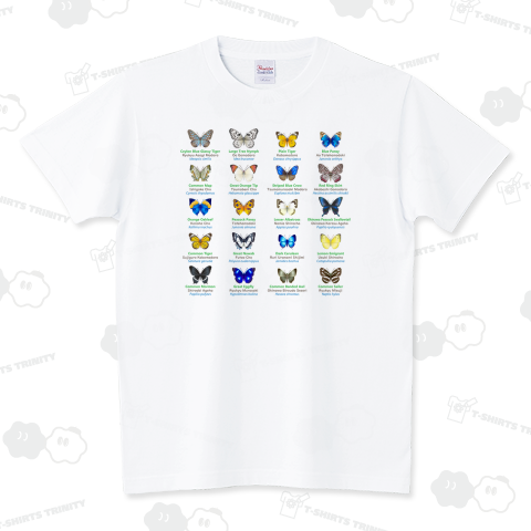 日本の蝶 Butterflies of Japan 2 (南西諸島 Nansei Islands) ★英名、和名、学名[ライトカラー] スタンダードTシャツ(5.6オンス)