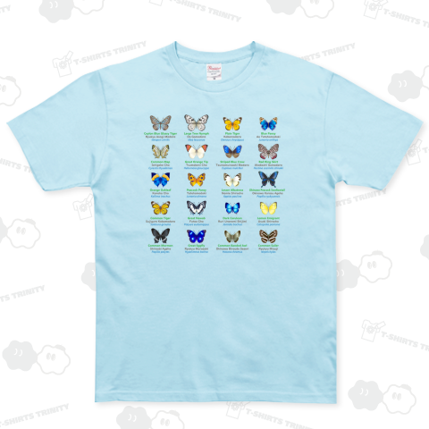 日本の蝶 Butterflies of Japan 2 (南西諸島 Nansei Islands) ★英名、和名、学名[ライトカラー] ベーシックTシャツ(5.0オンス)