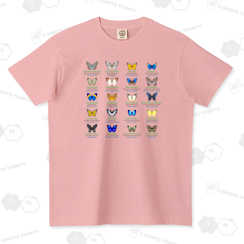 日本の蝶 Butterflies of Japan 2 (南西諸島 Nansei Islands) ★英名、和名、学名[ライトカラー] オーガニックコットンTシャツ(5.3オンス)