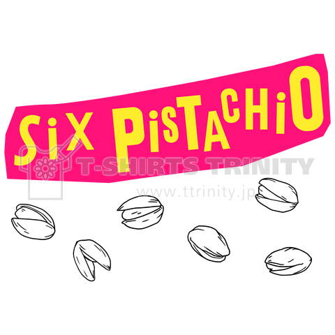 Six Pistachio(シックス ピスタチオ)【パロディ】(ロゴ(ピンク×黄)ピスタチオ(黒))