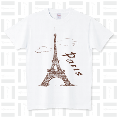 パリ エッフェル塔 アメリカ ビッグプリント Tシャツ メンズ