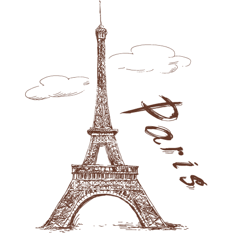 Eiffel Tower ・エッフェル塔   <パリ フランス 風景 絵 アート art イラスト 女性 子供>