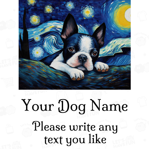 【星降る夜 - ボストンテリア犬の子犬 No.1】《ワンちゃんのお名前・文字入れできます》