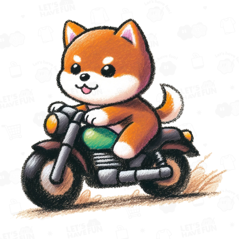 オートバイで走る柴犬