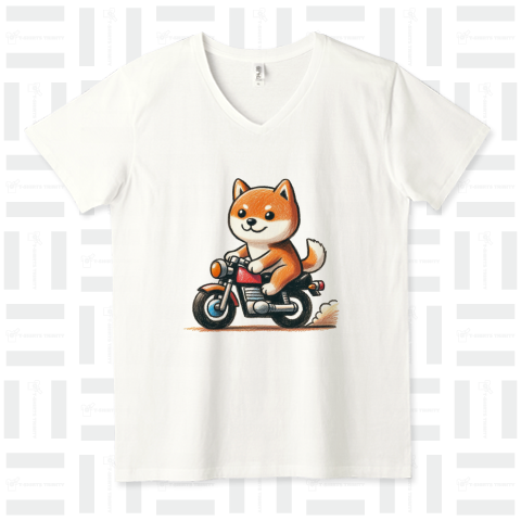 オートバイに乗って走る柴犬
